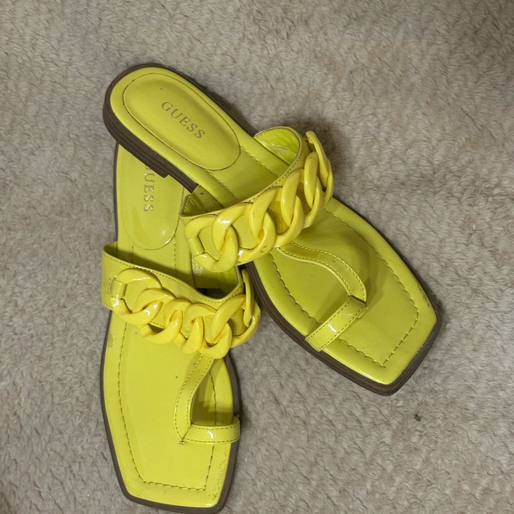 GUESS Women's Bright Yellow Chain Sandals